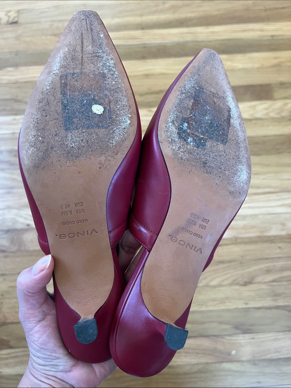 Vince Venice Kitten Heel Pumps in Crimson Red Leather - Picture 6 of 6